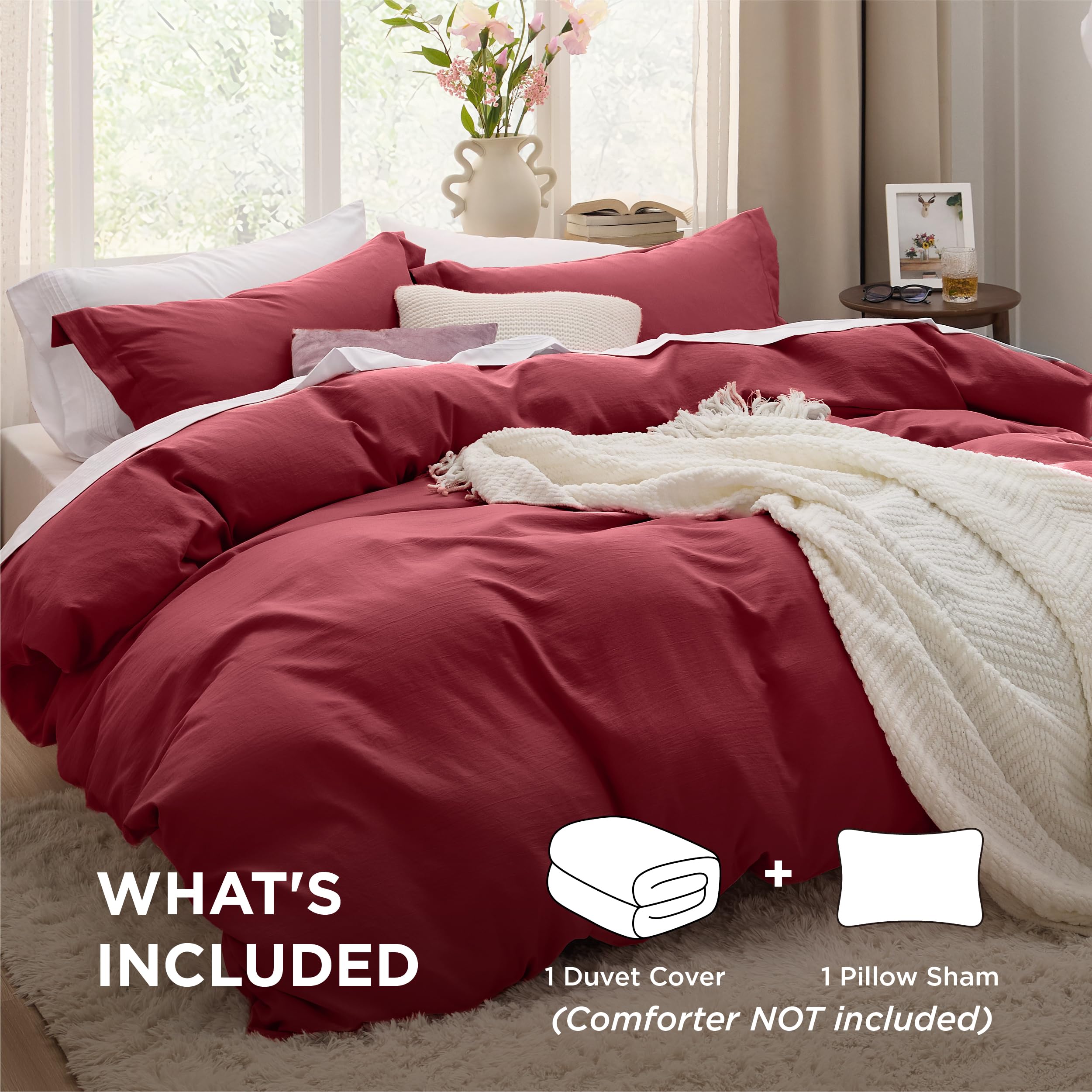 ベッドカバー  (twin size) Amazon.com: Bedsure Red Duvet Cover Twin/Twin XL Size - 2 Pieces